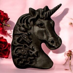 Vintage Torino Pewter Unicorn Head Brooch & Earrings Set - Grey Fantasy 1.75" -